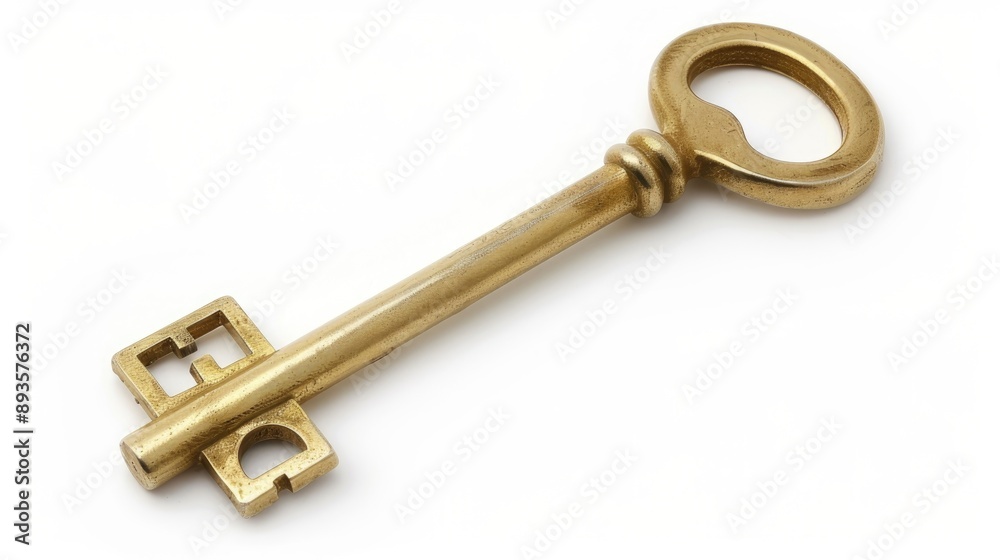 ancient gold key of door on white background ancient gold key of door on white background