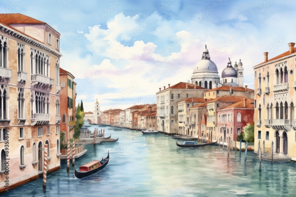 Fototapeta premium Waterfront outdoors gondola vehicle. .