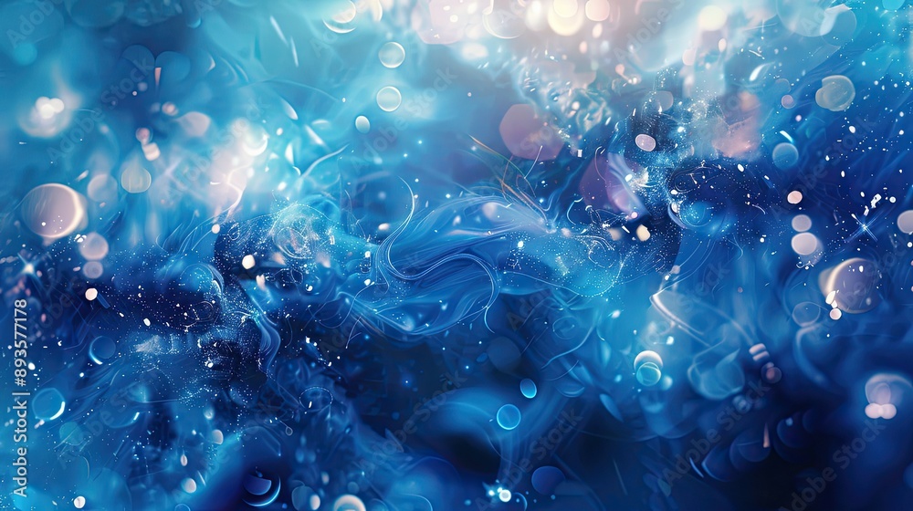 Dreamlike wallpaper featuring blue hues bokeh lights and intricate swirls Dreamlike wallpaper featuring blue hues bokeh lights and intricate swirls