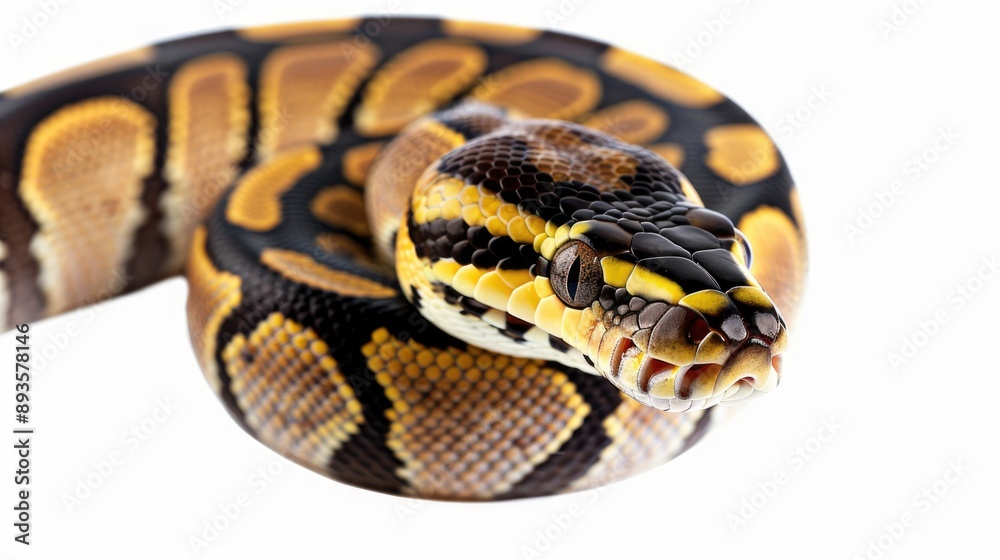 Obraz premium brown python snake on white background