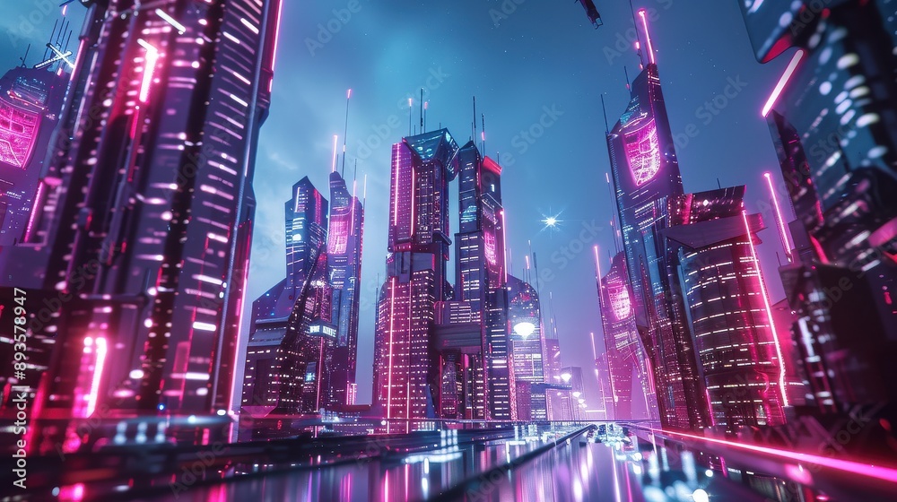 Obraz premium the light trails on the modern building background in Shanghai china.