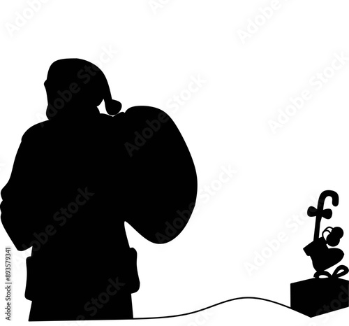 Santaclaus and gift silhouette vector