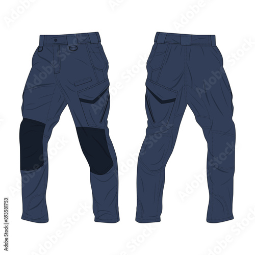 Outdoor hiking trousers template front and back view