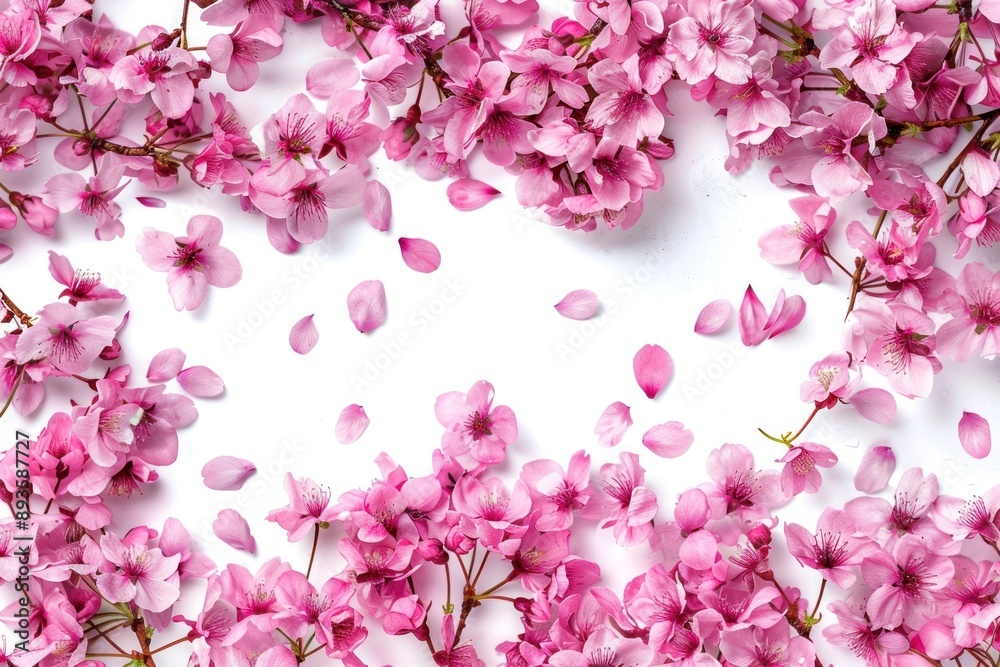 Fototapeta premium Pink cherry blossoms scattered beautifully