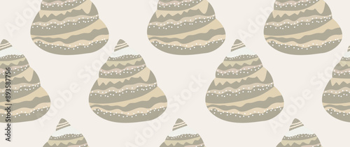 Vector flat illustration. Seamless sea shells. In cartoon style. Cute print. Ideal for gift wrapping, posters, covers, screensavers, textile decor, etc.