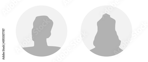 Vector flat illustration in grayscale. A man and a woman. Avatar, user profile, person icon, profile picture. Suitable for social media profiles, icons, screensavers and as a template.