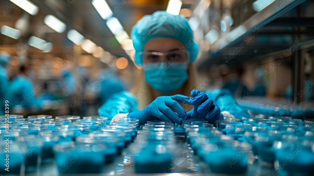 A Scientist's Careful Touch: Examining Blue Liquid Samples in a Laboratory Setting. Generative AI A Scientist's Careful Touch: Examining Blue Liquid Samples in a Laboratory Setting. Generative AI