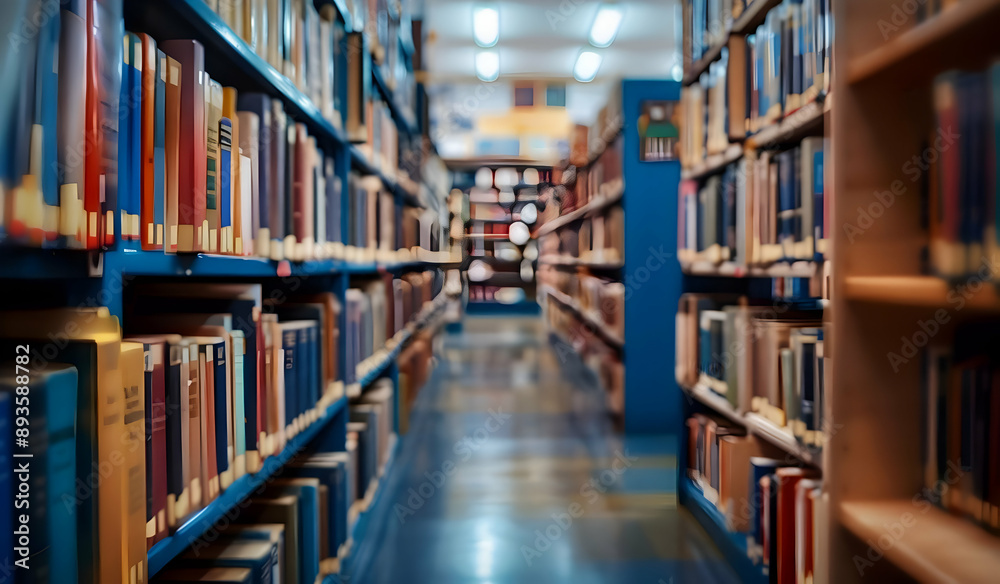 A cozy, well-lit library aisle filled with numerous books on both sides. The shelves are tightly packed with colorful book spines in vibrant tones. A cozy, well-lit library aisle filled with numerous books on both sides. The shelves are tightly packed with colorful book spines in vibrant tones.