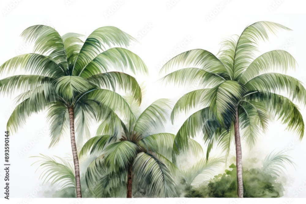Fototapeta premium Painting of coconut tree nature outdoors plant.