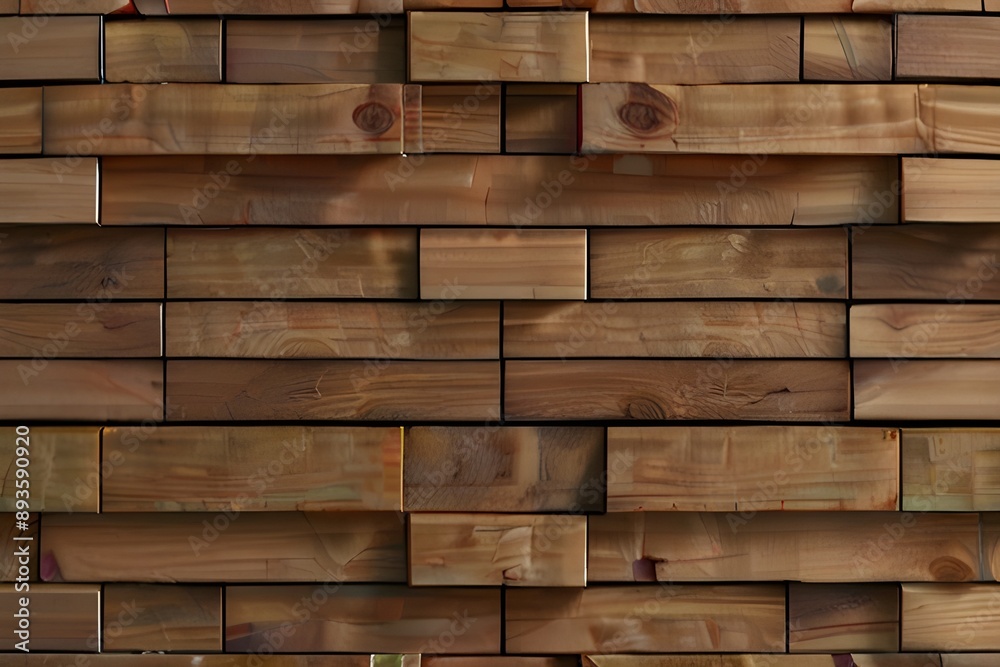 3D Tiles arranged to create a Timber wall. Rectangular, Wood Background formed from Natural blocks. 3D Render Generative AI 3D Tiles arranged to create a Timber wall. Rectangular, Wood Background formed from Natural blocks. 3D Render Generative AI
