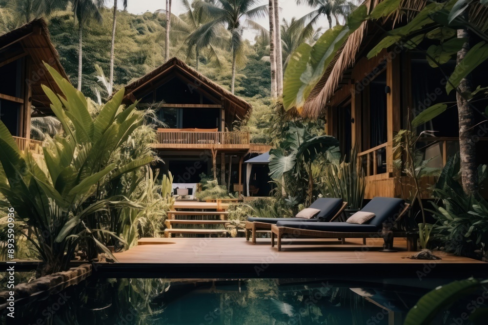 Fototapeta premium Homestay in Thailand background architecture furniture outdoors.