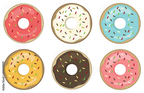 Donuts Flat Design Illustration. Donuts Flat Design Vector Illustration.