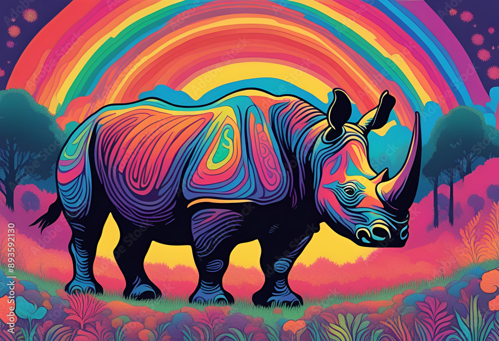 Fototapeta premium elephant and rainbow