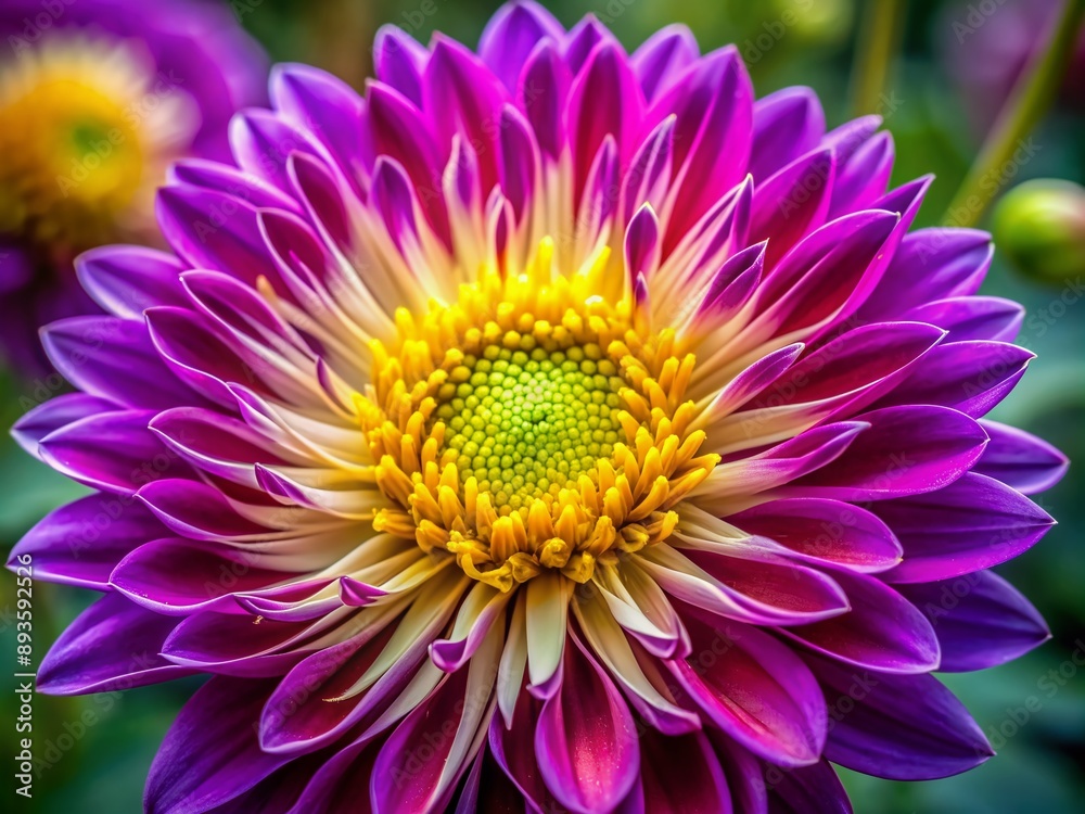 Vibrant purple petals with intricate yellow and pink details unfold from the center of this stunning flower, showcasing nature's beauty and delicate elegance. Vibrant purple petals with intricate yellow and pink details unfold from the center of this stunning flower, showcasing nature's beauty and delicate elegance.