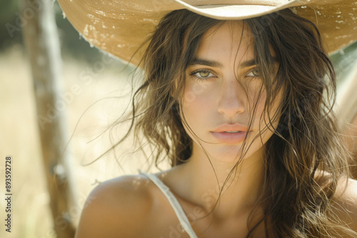 A stunning model woman on a...