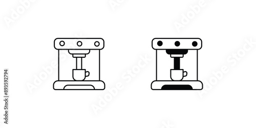coffee maker set icon with white background vector stock illustration