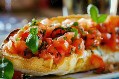 Bruschetta in a hi-end restaurant - popular italian dish