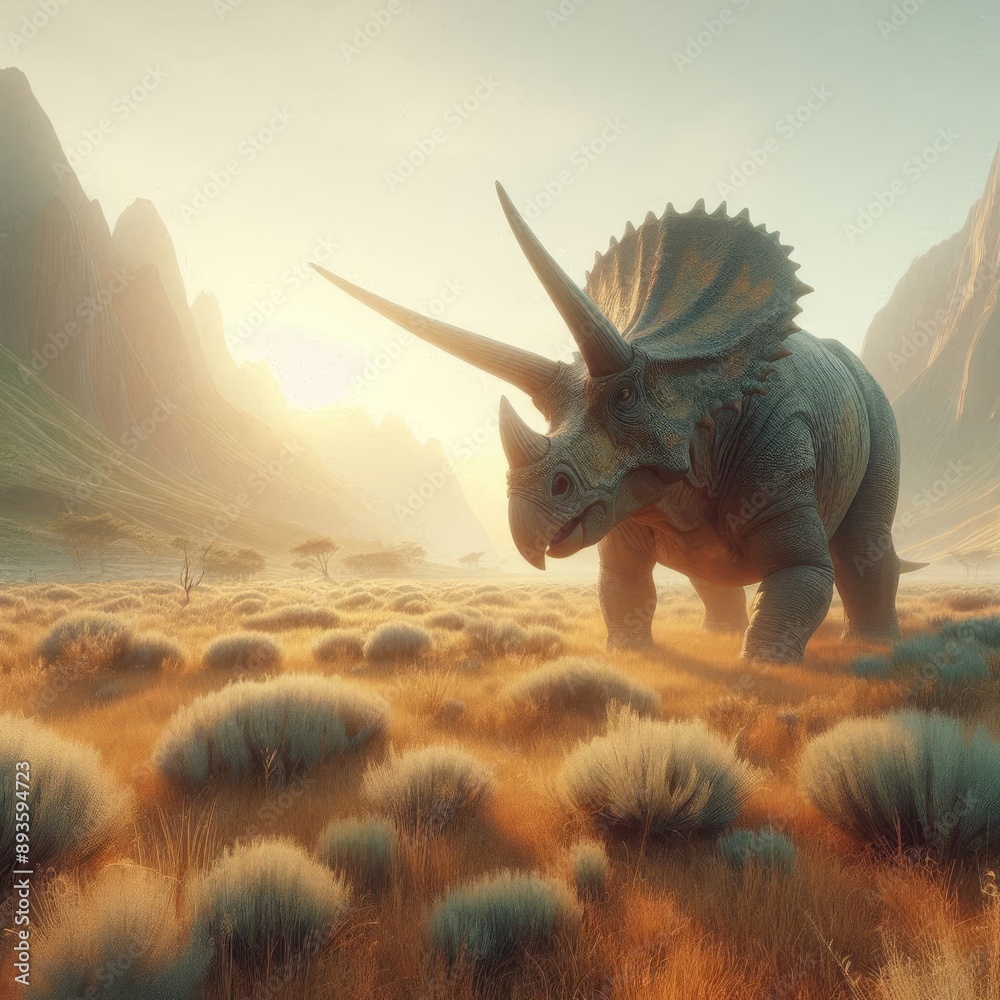Fototapeta premium Triceratops at Sunrise