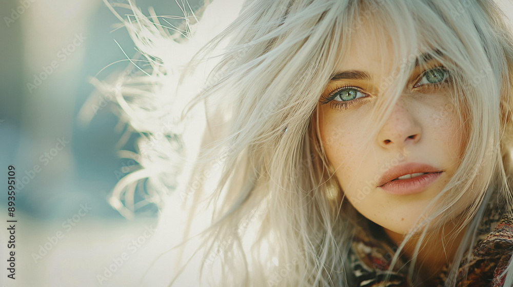 Streets of new york, stunning model woman albino, bohemian outfit Streets of new york, stunning model woman albino, bohemian outfit
