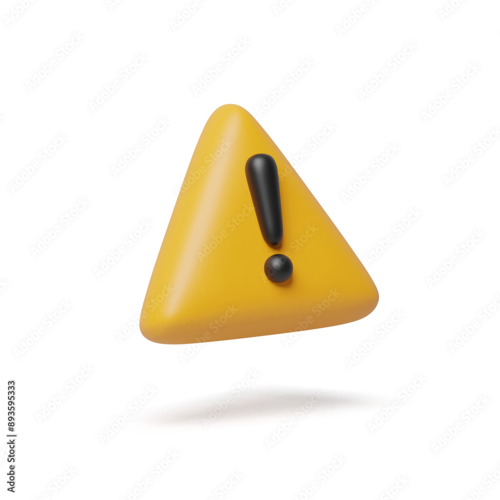 Banner 3d rendering of yellow warning sign. Warning caution warning preventive. Warning sign concept. Icon warn about dangerous event. Vector illustration of triangle attention sign isolated on white Banner 3d rendering of yellow warning sign. Warning caution warning preventive. Warning sign concept. Icon warn about dangerous event. Vector illustration of triangle attention sign isolated on white