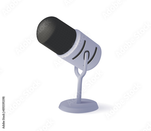Illustration design of a microphone. Microphone for podcast or music entertainment. Audio equipment for broadcasts, streaming and interviews. Singing or podcast concept. 3d vector icon