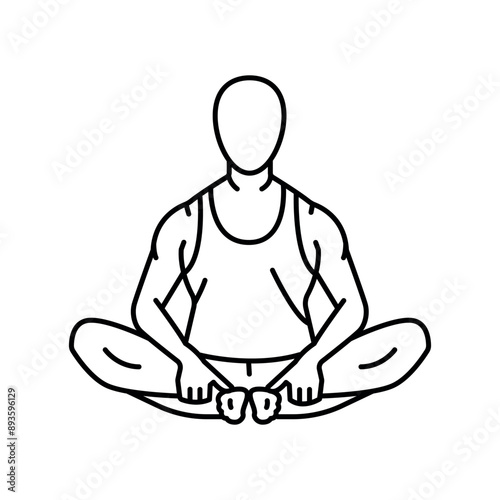 Baddha Konasana (Butterfly Pose) line icon. A man does yoga