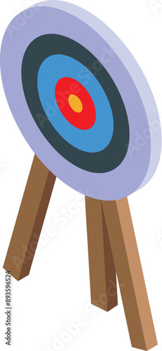 Archery target standing on wooden tripod is perfect illustration for your design projects