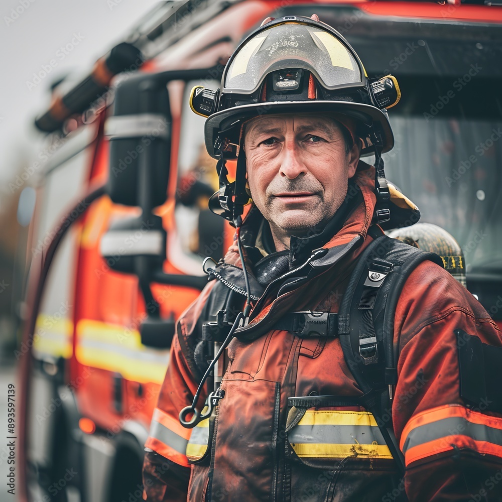 Obraz premium Career and Professions A dedicated firefighter