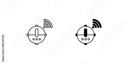robot vacuum set icon with white background vector stock illustration