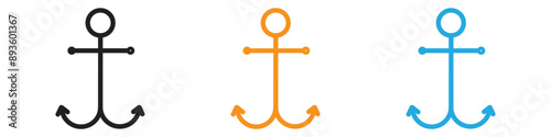 Anchor icon vector logo set collection for web app ui