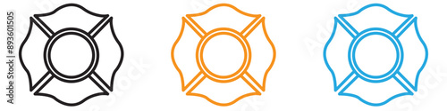 Blank Fire Department badge icon vector logo set collection for web app ui