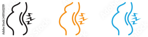 Pregnant woman backache icon vector logo set collection for web app ui