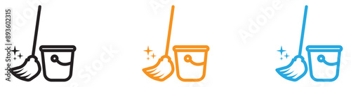 Mopping floors icon vector logo set collection for web app ui