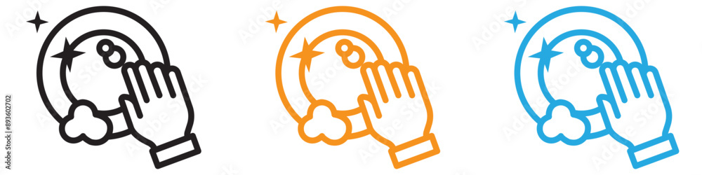 Washing plate icon vector logo set collection for web app ui Washing plate icon vector logo set collection for web app ui