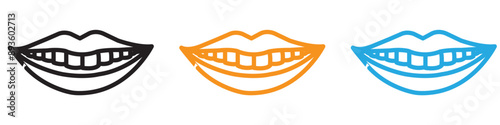 smile with teeth icon vector logo set collection for web app ui