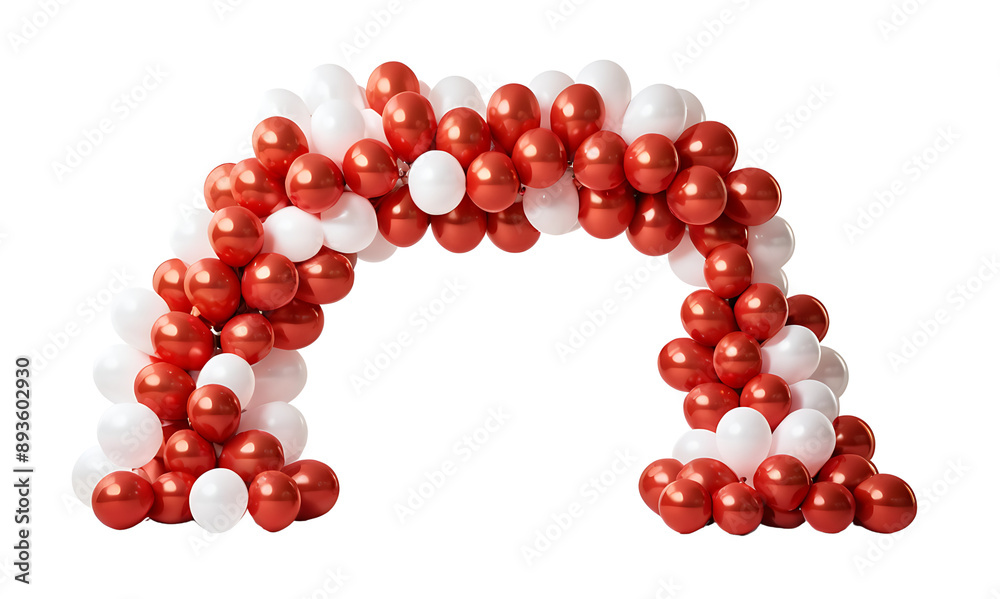 A festive balloon arch with red, gold, and white balloons, perfect for weddings, parties, holidays, or any celebration. Transparent PNG for easy integration into designs. A festive balloon arch with red, gold, and white balloons, perfect for weddings, parties, holidays, or any celebration. Transparent PNG for easy integration into designs.