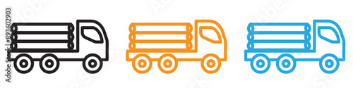 Timber truck icon vector logo set collection for web app ui