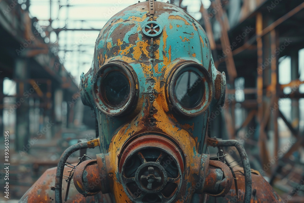 Apocalyptic disaster protective gas mask generative Ai image Apocalyptic disaster protective gas mask generative Ai image