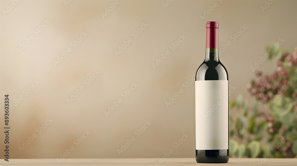 Red Wine Bottle Mockup Clean Label Against Subtle Blurred Background with Blank Label for Custom Branding and Design, Crossover Use in Advertising, Marketing, Fine Dining, Emphasizing Sophistication Red Wine Bottle Mockup Clean Label Against Subtle Blurred Background with Blank Label for Custom Branding and Design, Crossover Use in Advertising, Marketing, Fine Dining, Emphasizing Sophistication