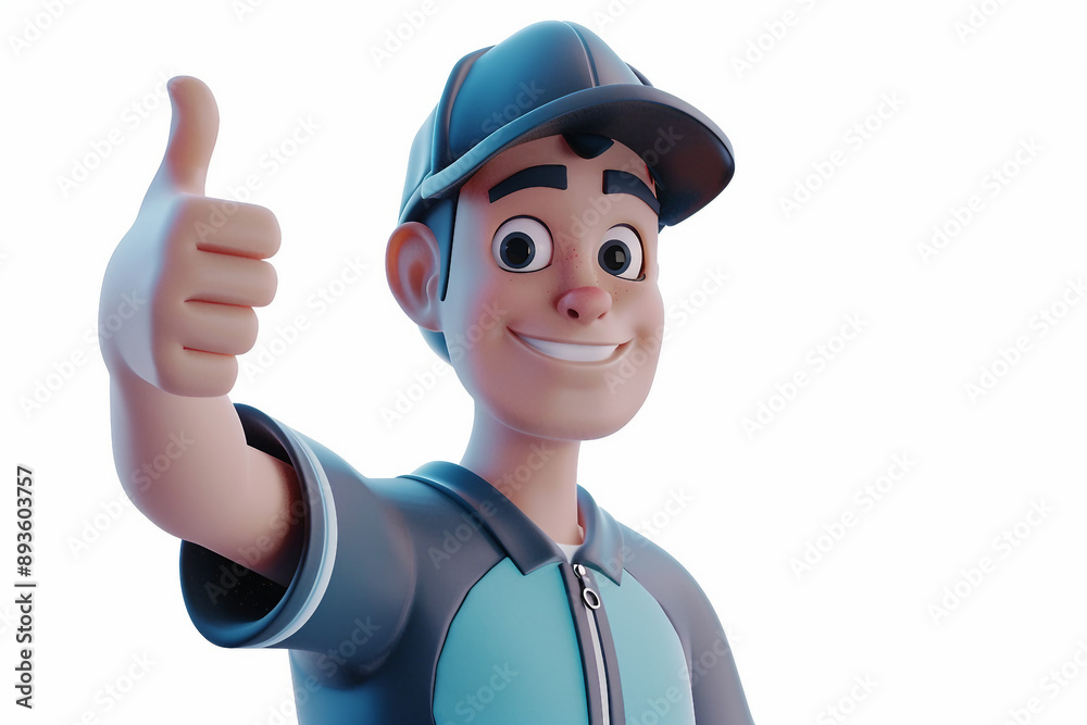Digital painting in 3D cartoon movies style of positive man made with generative AI Digital painting in 3D cartoon movies style of positive man made with generative AI