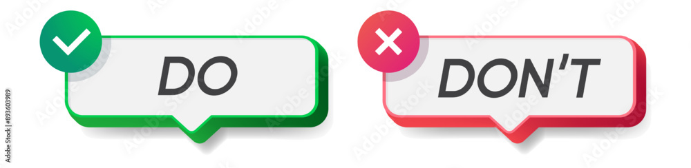 Do and dont sticker 3d style on white background vector 10 eps Do and dont sticker 3d style on white background vector 10 eps