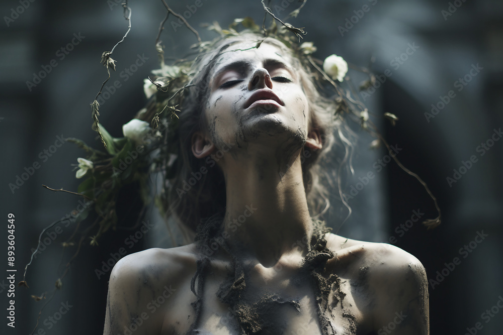 AI generated picture of beautiful young gothic woman at the cemetery AI generated picture of beautiful young gothic woman at the cemetery