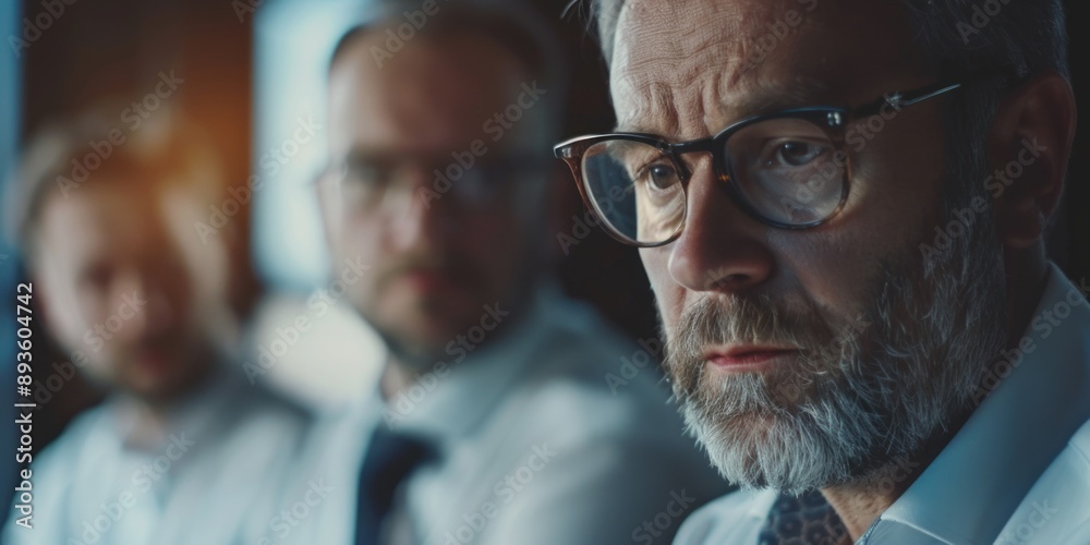 A professional-looking individual with glasses and a beard, dressed in formal attire