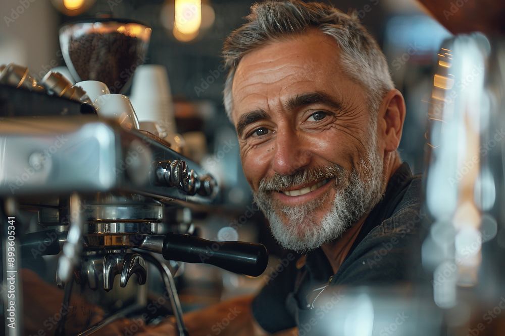 Modern classic interior coffee shop with friendly barista tasty takeout drink, Generative AI Modern classic interior coffee shop with friendly barista tasty takeout drink, Generative AI