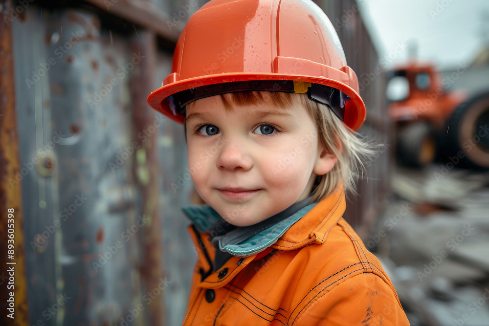 AI generated picture image of small child engineer wearing costume like an adult AI generated picture image of small child engineer wearing costume like an adult