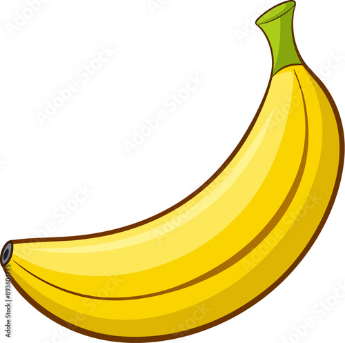 Isolated Banana on White Background - Editable EPS