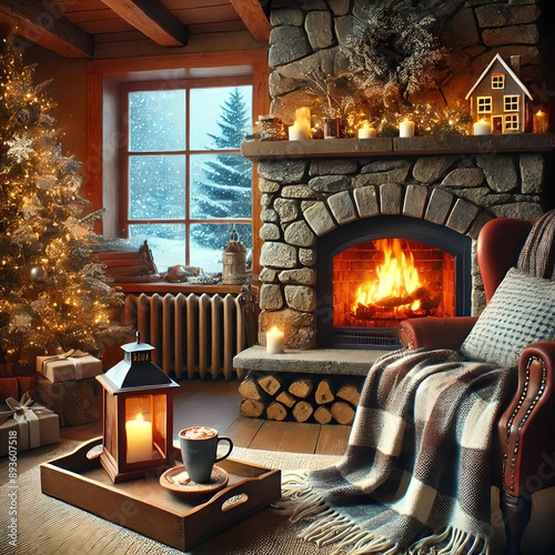 Cozy Winter Evening by the Fireplace