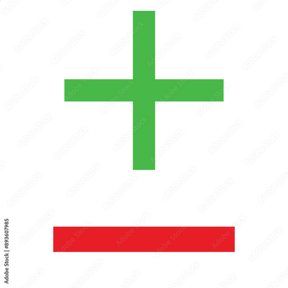 Obraz premium Plus and Minus in Green and Red Color. isolated on white background. EPS 10/AI