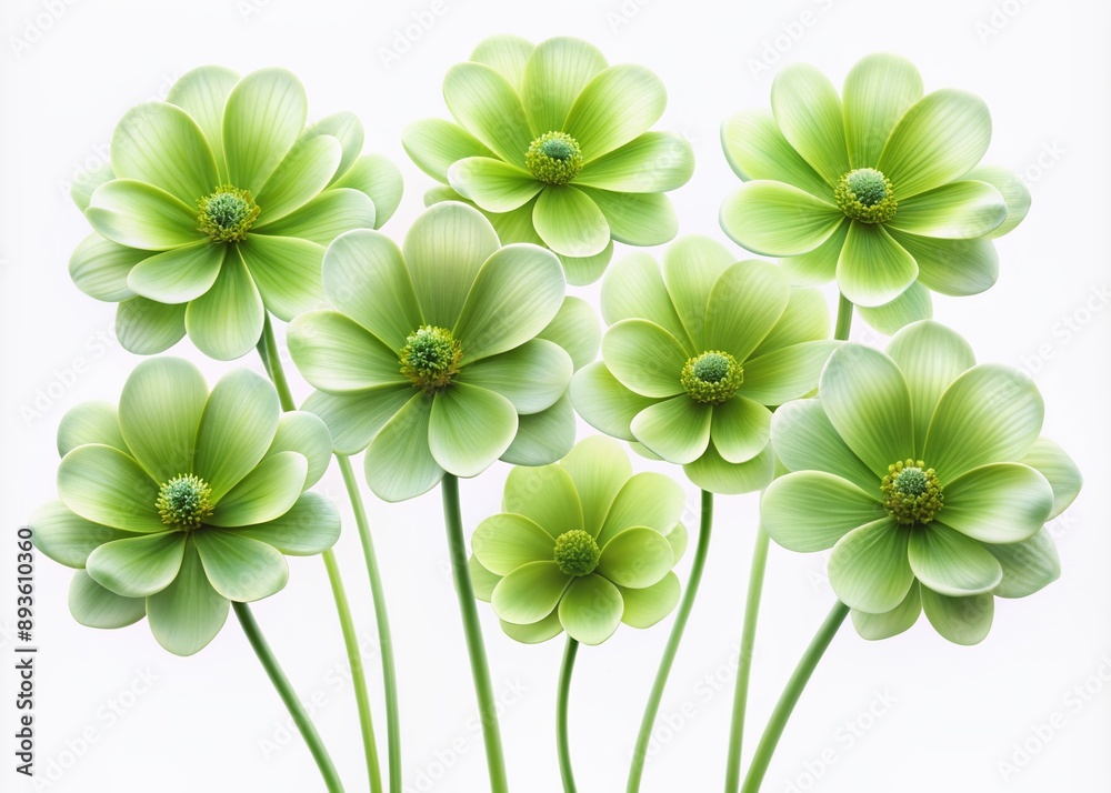 Delicate green flowers with soft petals and slender stems gathered together, isolated on a pure white background, available as a transparent PNG file. Delicate green flowers with soft petals and slender stems gathered together, isolated on a pure white background, available as a transparent PNG file.