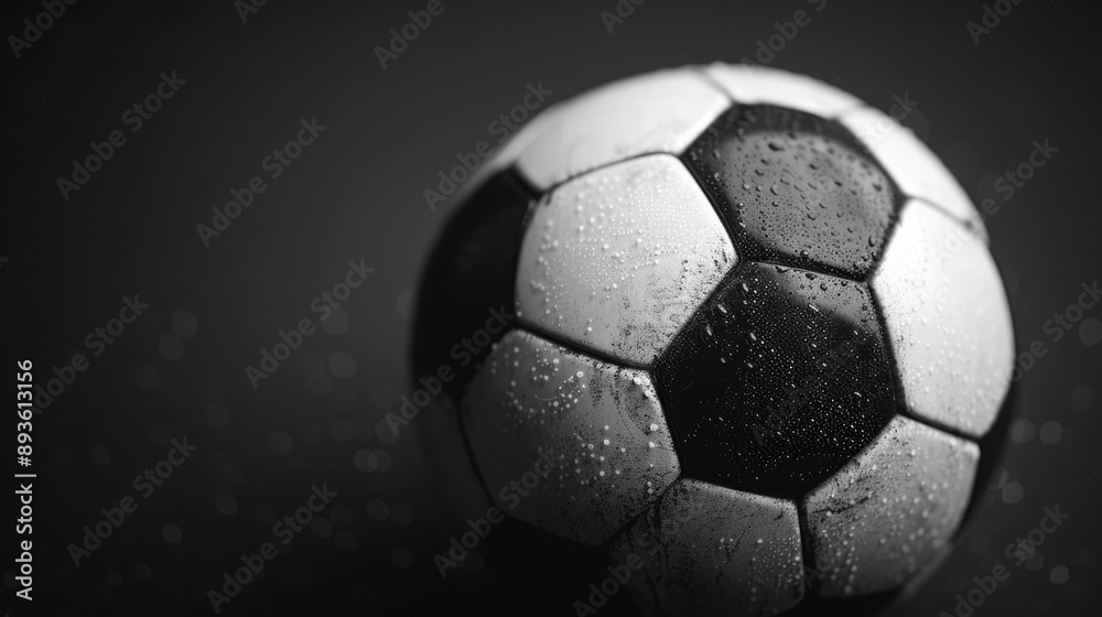 Fototapeta premium A black and white image of a soccer ball with a simple silhouette shape